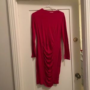 Long Sleeve Red Mid Dress
